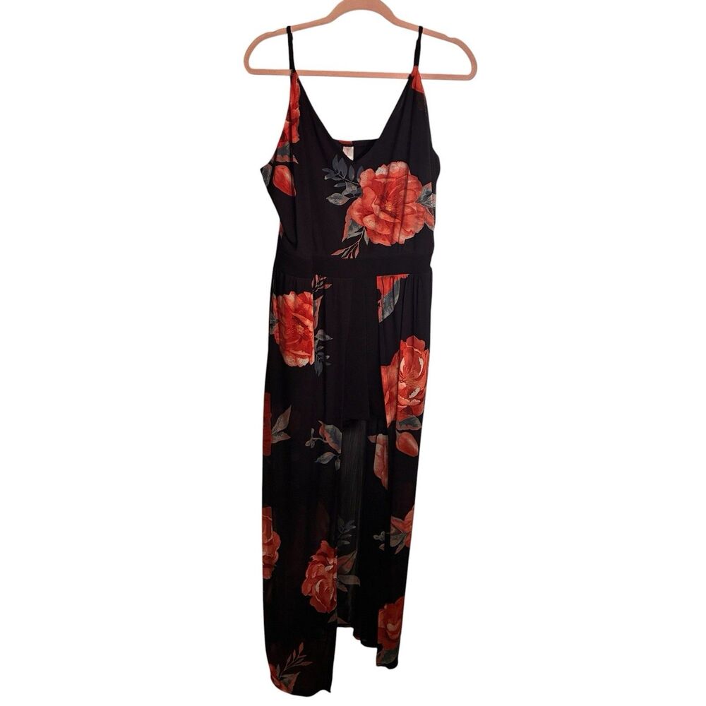 No Boundaries Juniors/Women Black And Red Floral Shorts Romper W/ Skirt XXXL 21